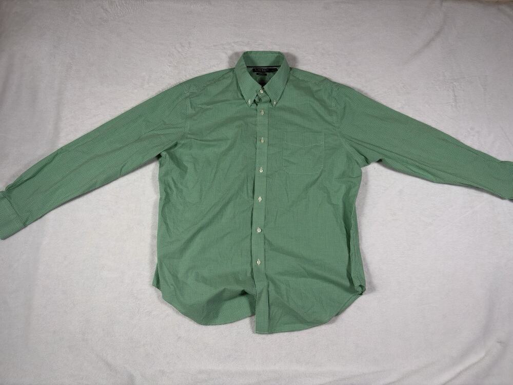 Ralph Lauren Men’s 17.5 Green Gingham Check Classic Fit Button Down Dress Shirt